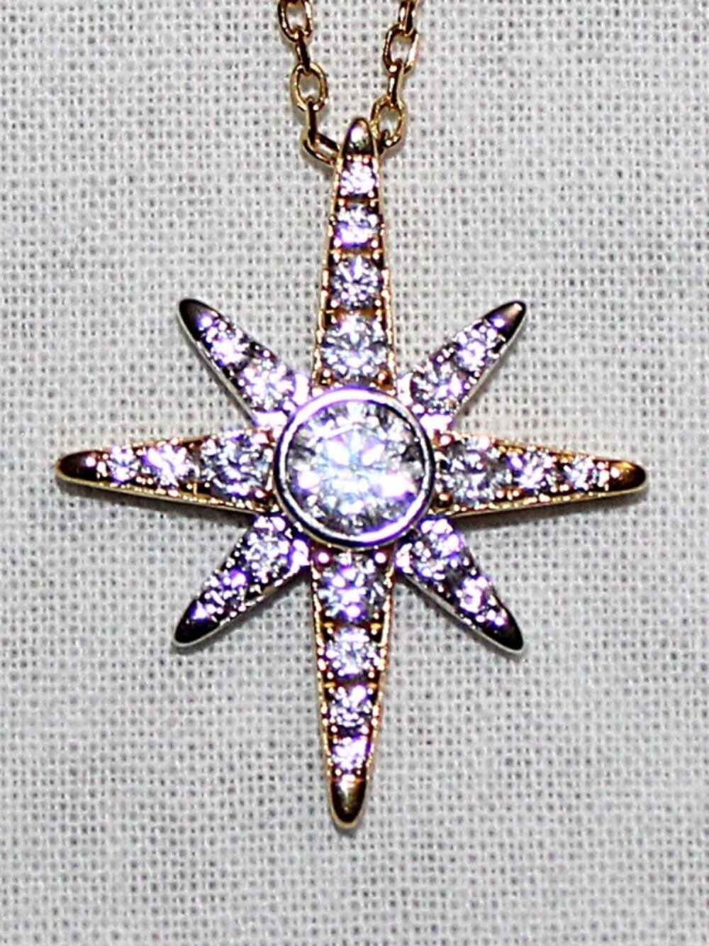 Sterling Silver Goldtone Star Burst Necklace